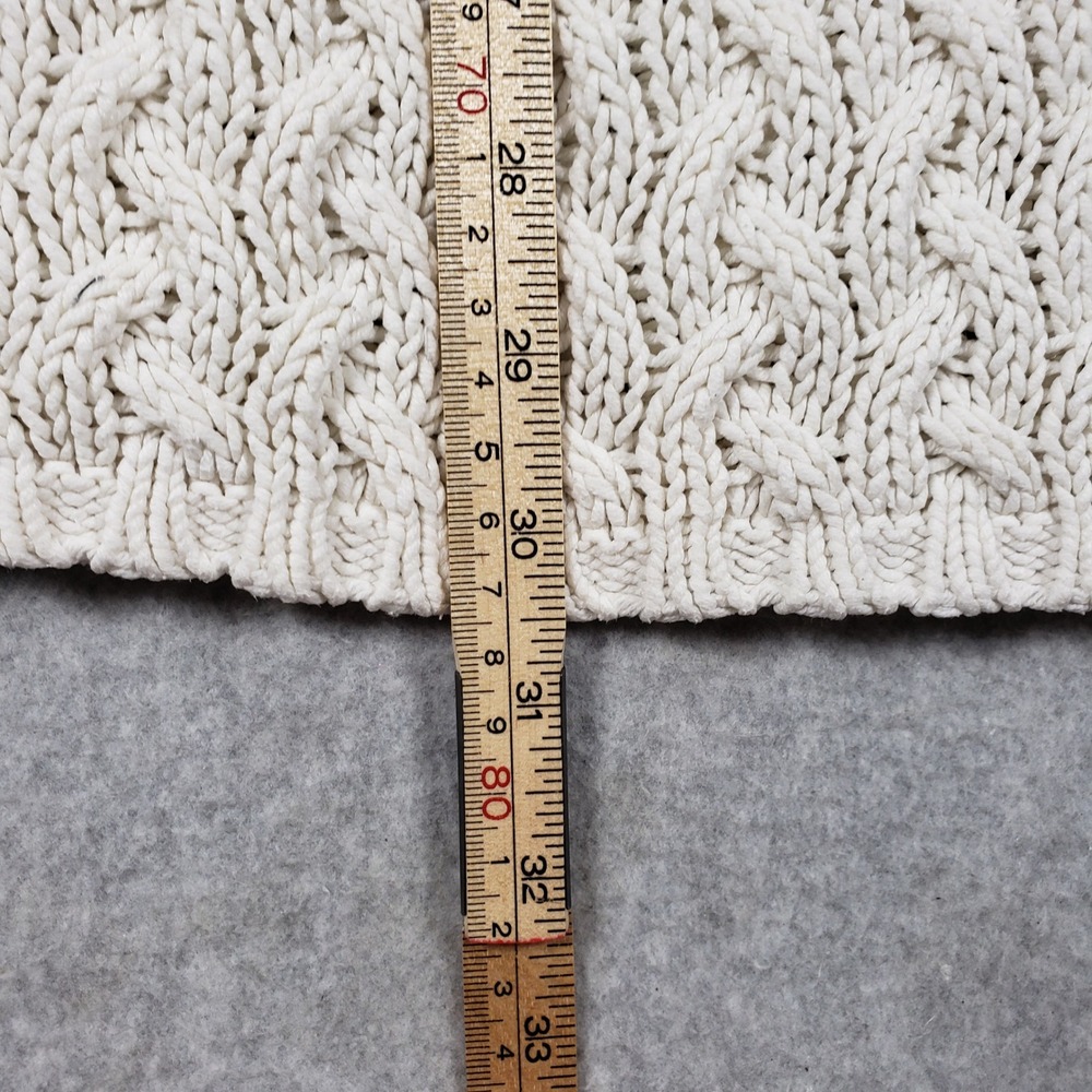 Liz Claiborne Womens Sweater Petite Large Ivory Cable Knit Polo V-Neck Good - Picture 5 of 10
